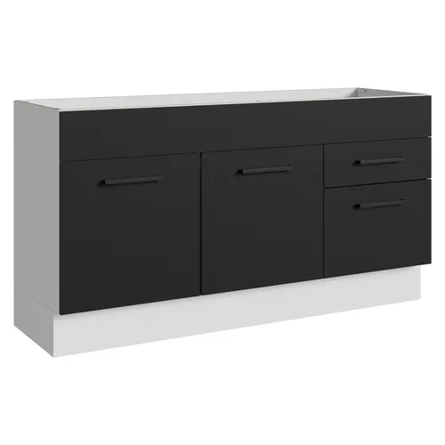 Balcão Gabinete de Pia Madesa Agata 150 cm 2 Portas e 2 Gavetas (Sem Tampo e Pia) Branco/Preto
