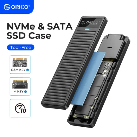 Orico m.2 nvme ssd gabinete 10gbps usb 3.2 gen2 caso caixa design simples ferramenta-livre suporte uasp para nvme sata ssd gamers