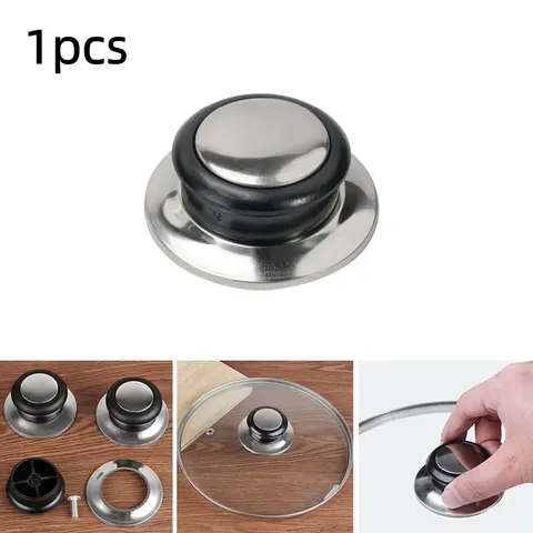 1 unidade de puxador de substituição em aço inoxidável para tampa de panela de vidro, tampa de frigideira, utensílios de cozinha e acessórios de cozinha.