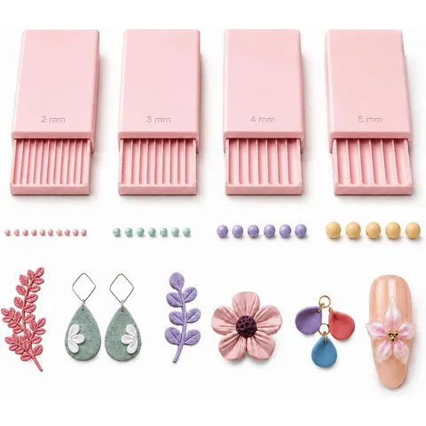 Kit 4 Peças: Ferramenta para Criar Bolas de Gel 3D, Rolo de Contas para Arte de Unhas e Flores de Gel 3D |   Rolo de Argila Polimérica 2mm 3mm 4mm 5mm