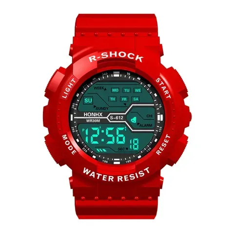 Relógio masculino para desportos ao ar livre, multifuncional, com ecrã grande, LED, eletrónico, à prova de água, com ponteiros luminosos, estilo militar, relógio digital de pulso.