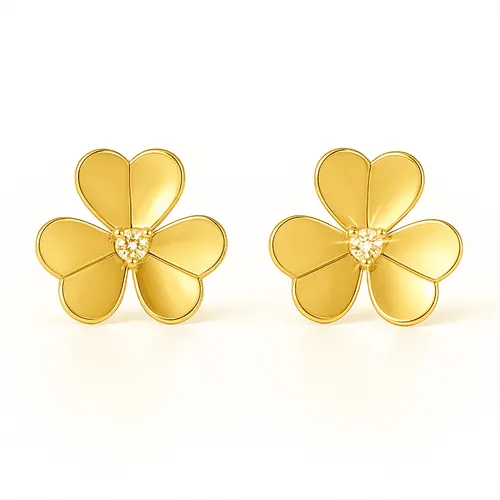 Brinco Flor em Ouro 18k com Diamantes