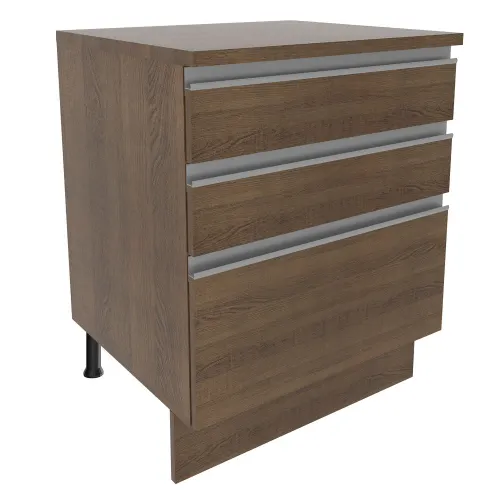 Balcão Madesa Glamy 60 cm 3 Gavetas Rustic