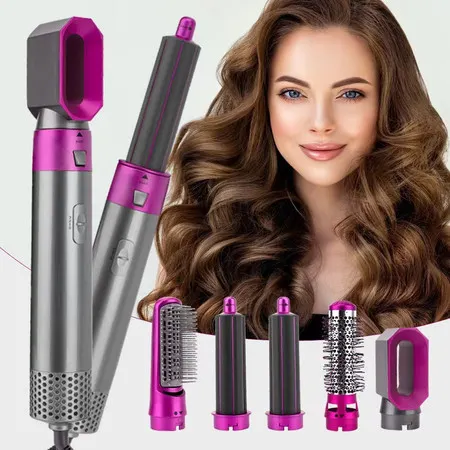 Escova Secadora Modeladora 5 em 1 Profissional Alisa Cachos Kit Completo Secador de Cabelo 220V ou 110V