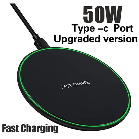 Carregador sem Fio de 50W para iPhone 14 15 16 17 Pro Xs Max Mini X Xr, Base de Carregamento Rápido por Indução para Samsung S25 S26 S8 S9 S10 Note