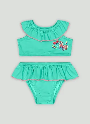 Conjunto de Biquíni com Top e Calcinha em Malha com FPS+50 com Babados (Verde) Up Baby