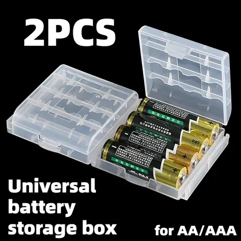 2 pçs caixas de armazenamento de bateria universal para aaa/aa caixa de armazenamento de plástico capa para bateria transparente organizador recipiente