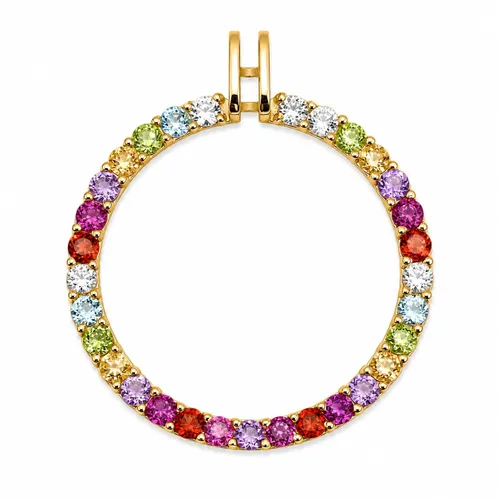 Pingente Moldura Mix de Pedras Brasileiras 3,5 cm em Ouro 18K