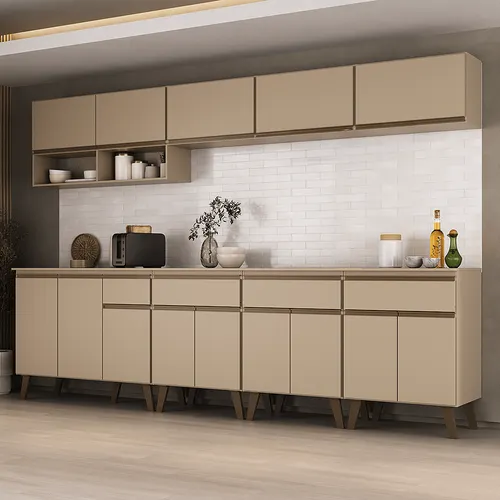 Armário de Cozinha Completa Atlanta Turner Carraro Amêndoa