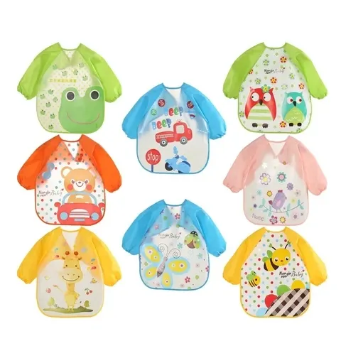 Babadores de bebê de manga longa de eva à prova d'água, avental para crianças, blusa de alimentação de manga longa, peniano infantil, cachecol, roupas