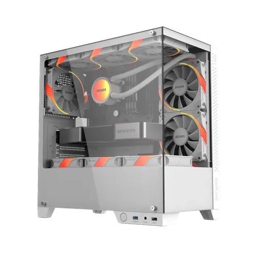 Gabinete Gamer PCYES Forcefield TWR White Ghost Vidro Temperado