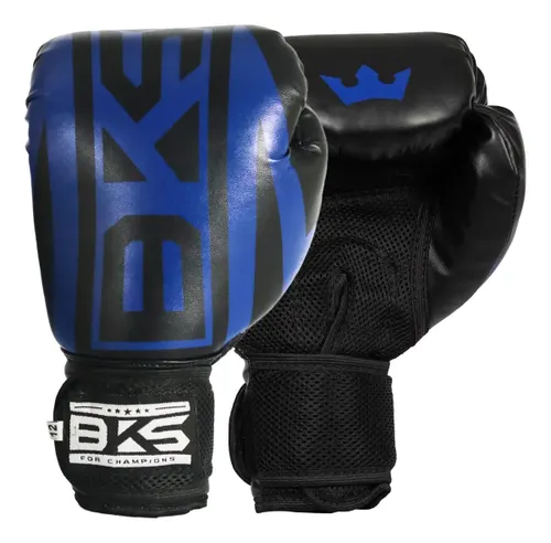 Luva de Boxe Treino Muay Thai Kickboxing Profissional Bks Cor Azul Tamanho 14oz