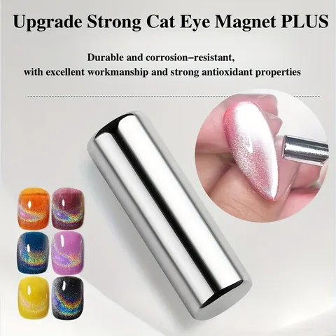 YIKOOLIN Ímã Cilíndrico PLUS para Unhas com Olho de Gato, Ferramenta Magnética Holográfica para Nail Art e Esmalte em Gel Olho de Gato, Ímã Forte Aprimorado