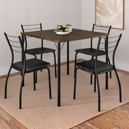 Conjunto Sala de Jantar 4 Cadeiras Marbella Carraro Legno Preto