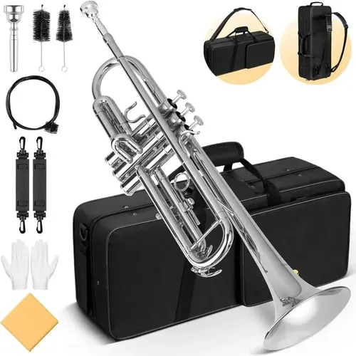 Vedo Trompete Iniciantes Instrumentos em Si Bemol com Bocal Cor Prateado