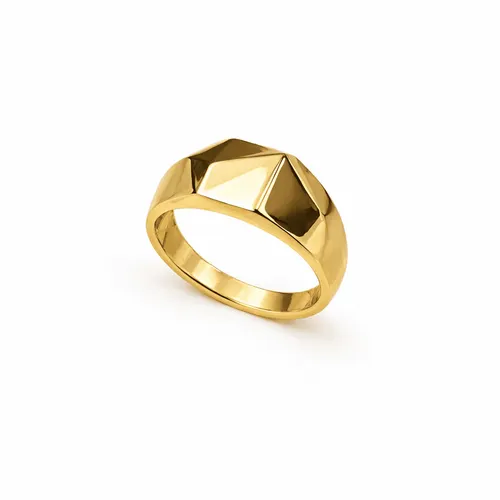Anel Facetado Grande em Ouro 18K