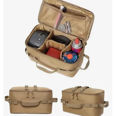 Bolsa de armazenamento para acampamento ao ar livre, grande capacidade, bolsa de ferramentas para unhas à terra com kit de utensílios de cozinha para piquenique, organizador de vasilha de gás