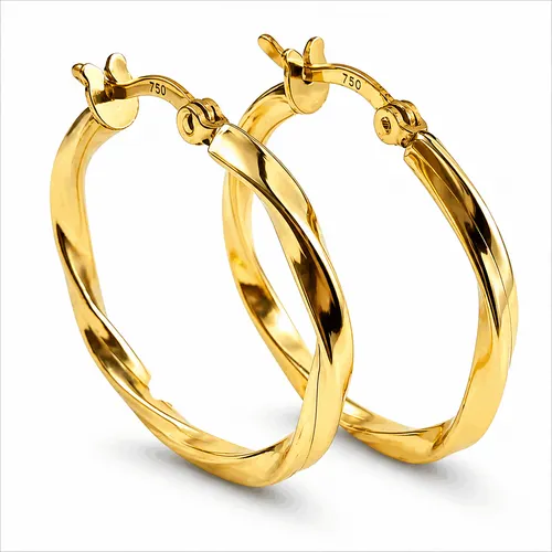 Brinco 2,5 cm Argola Torcida em Ouro 18K