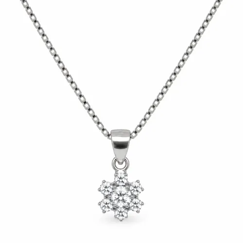 Colar Floral 45 cm Cravejado com Zircônias em Prata