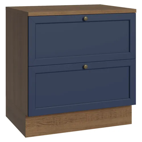 Balcão de Cozinha 80 cm 2 Gavetas Rustic/Azul Vik Madesa