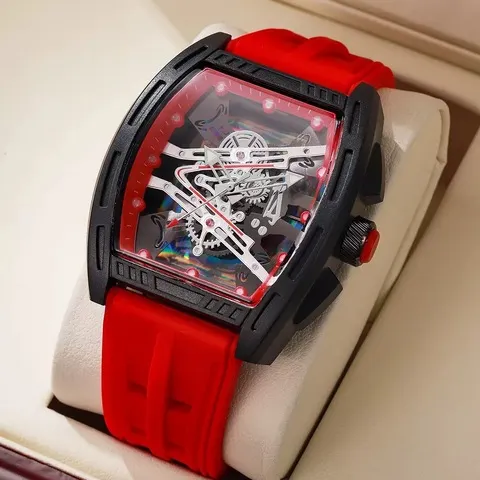 Relógio de Quartzo Masculino com Pulseira de Silicone, Relógio Fashion para Presente de Aniversário Masculino