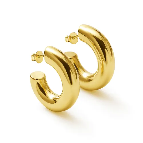 Brinco Meia Argola 29 mm em Prata de Lei Banhada a Ouro