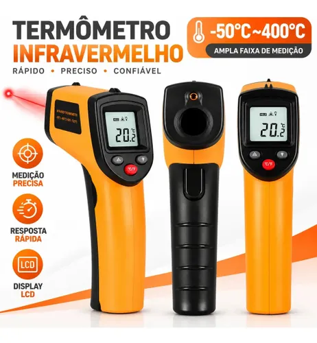 Termômetro Culinário Laser Infravermelho para Fritura e Assados até 400°C - Marca Blackone