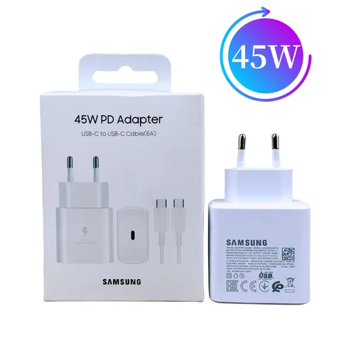 Carregador samsung original 45w, adaptador tipo c de carga super rápida para galaxy s23 s24 ultra s20 s22 s21 + z fold 5 4 3 flip 5 4 3 telefone
