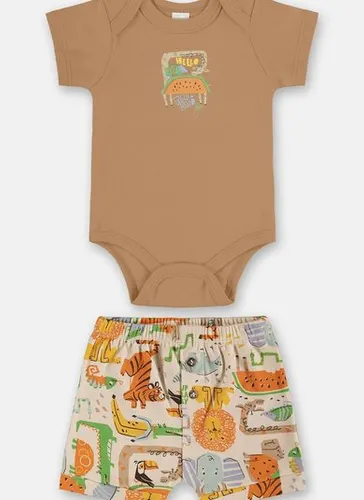 Conjunto Essential Bebê Menino Body e Short Marrom