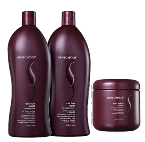 Kit Senscience True Hue Violet Shampoo e Condicionador 1L e Máscara Inner Restore Intensif 500ml