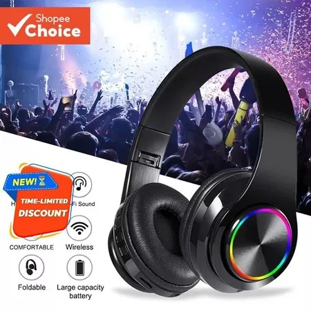 B39 Fones de Ouvido sem Fio Bluetooth UV Dobráveis Luminosos HiFi Estéreo ENC à Prova D'água Estável HD Chamadas para Jo