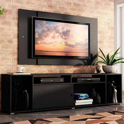 Rack Madesa Cancun e Painel para TV até 58 Polegadas Preto