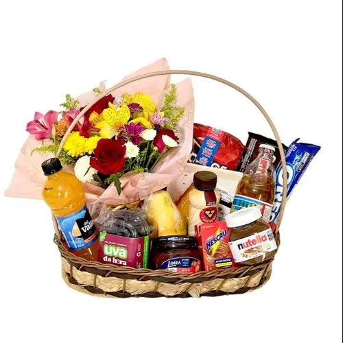 Cesta Lanche da Tarde com Flores