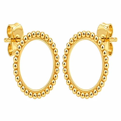 Brinco Meia Argola Redondo com Zircônias em Ouro 18K