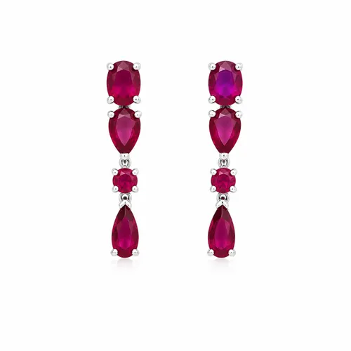 Brinco Zircônia Milk Ruby Gota Redondo em Prata 925