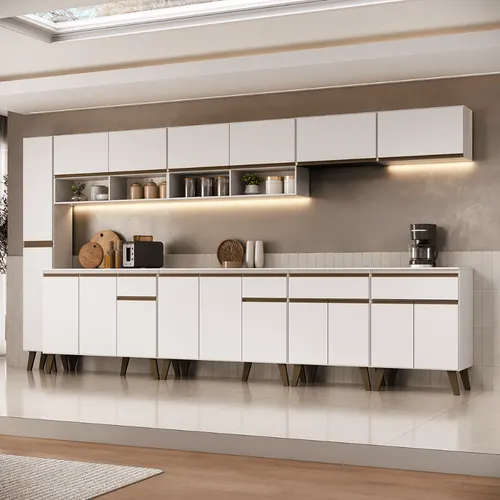 Armário de Cozinha Completa Atlanta Ridge Carraro Branco