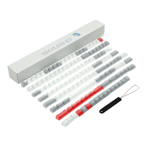 Kit de Keycaps Skyloong, Double Shotting Pbt, Light Grey-white-red