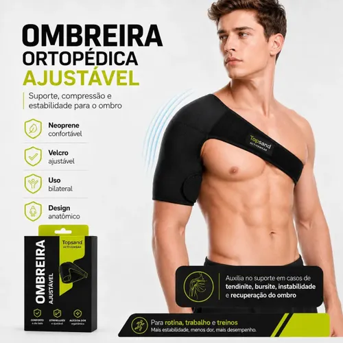 Ombreira Ortopédica Neoprene Suporte Ombro Ajustável Estabilizador Dor Tendinite Bursite Lesão Fisioterapia Reabilitação Esportes Musculação Academia Treino Direito Esquerdo — TOPSAND Activ