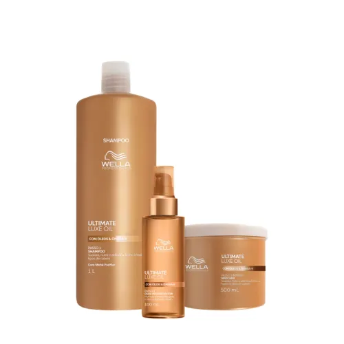 Kit Wella Professionals Ultimate Luxe Oil Shampoo Máscara e Óleo 3 Produtos