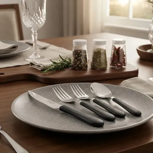 Jogo de Talheres Tramontina Leme 20 Pçs Aço Inox Preto