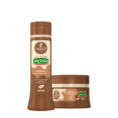 Kit Shampoo 300ml e Máscara 300g Haskell Doce de Leite Viçosa