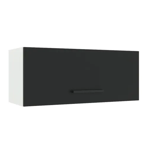 Armário Aéreo Madesa Agata 80 cm 1 Porta Basculante Branco/Preto