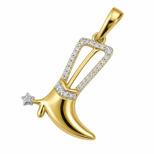 Pingente Bota Cowboy com Brilhante 2,5 cm em Ouro 18K