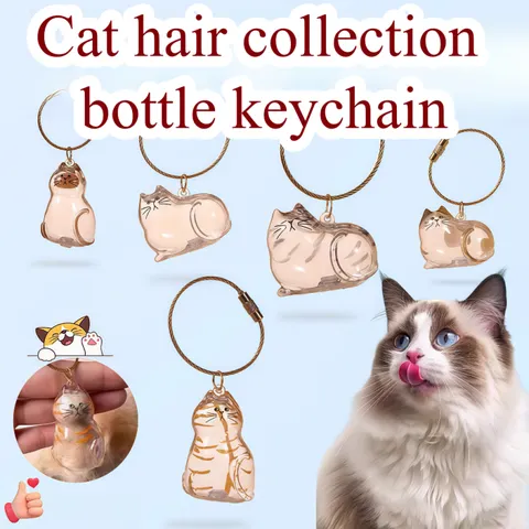 Adorável gato armazenamento de cabelo pingente chaveiro transparente gato/cachorro recipiente de armazenamento de cabelo para amante de animais de estimação diy animal de estimação memorial chaveiro