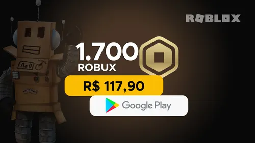 Roblox - 1.700 Robux com Google Play