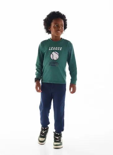 Conjunto menino com blusa estampada e calça jogger Verde