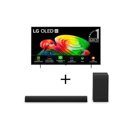 Smart TV LG OLED AI 4K B6 55 polegadas 2026 + Soundbar LG S40T - 300W RMS, 2.1 Canais, Dolby Digital, Sem fios, Bluetooth 5.3, Entrada Óptica, HDMI, AI Sound Pro - OLED55B6.S40T