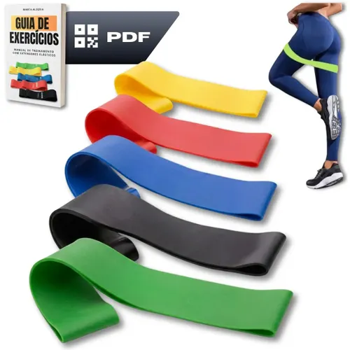 Kit 5 Faixa Elástica Super Mini Band Extensor Elástico para Treino Resistência Funcional Academia Ginástica Yoga Esporte Banda Extra Forte de Treinamento Pilates Fisioterapia Alegria
