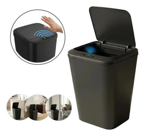 Lixeira Sensor Inteligente Automática Preto de Proximidade 16 Litros Cozinha Banheiro Escritório