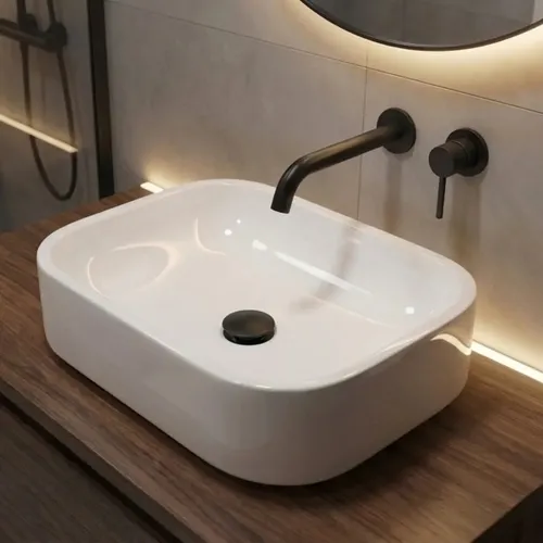 Cuba Pia de Apoio Sobrepor 37x27cm Branca para Banheiro Lavabo Armário Gabinete Suspenso Luce - SOS Acabamentos by Orcia